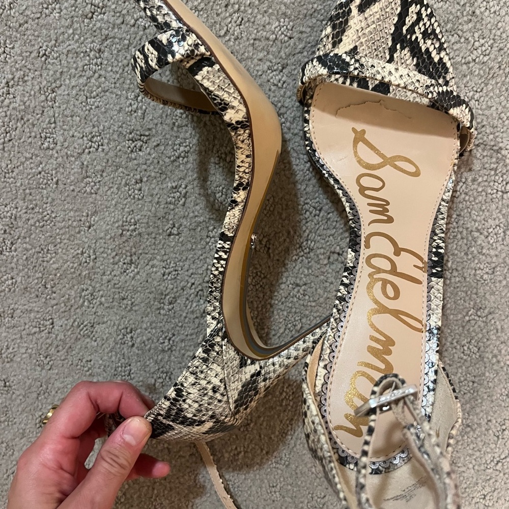 Sam Edelman Black and Cream Snakeskin Heels